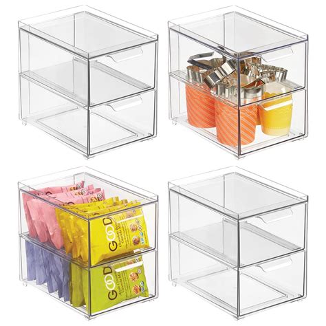 Buy Mdesign Stackable Storage Containers Box With 2 Pull Out Drawers