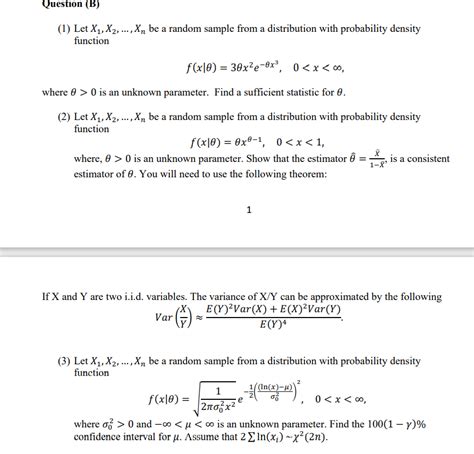 Solved Question B 1 Let X1 X2 Xn Be A Random Chegg