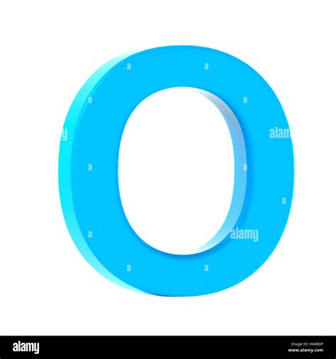 3d Left Leaning Light Blue Letter O 3d Rendering Graphic Isolated