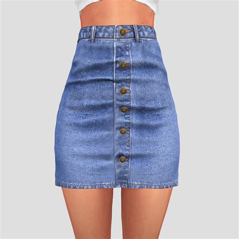 Button Denim Skirt Snailrow