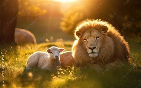 Lion And Lamb Lie Together In The Meadow Millennium Biblical Prophecy