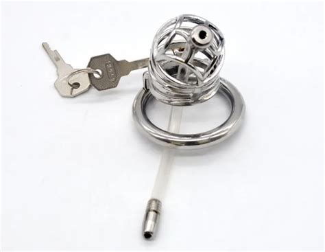 Stainless Steel Male Chastity Belt With Silicone Urethral Catheter Cock Cage Device Toys Sex