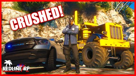 Gta Roleplay Monster Truck Semi Destroys Cops Redlinerp Youtube