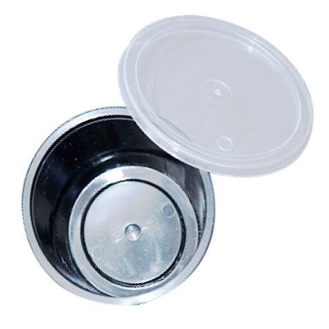 1000 Ml Black Round Plastic Container With Whitetransparent Lid 100