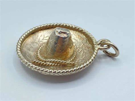 Large Vintage Sterling Silver Mexico Sombrero Hat Charm Pendant