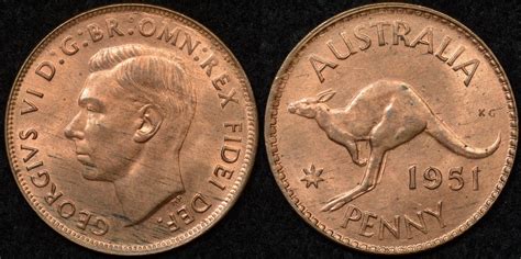 Australia 1951M Penny Uncirculated The Purple Penny