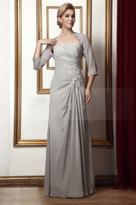 Elegant One Shoulder Beaded Applique Long Chiffon Mother Of The Bride