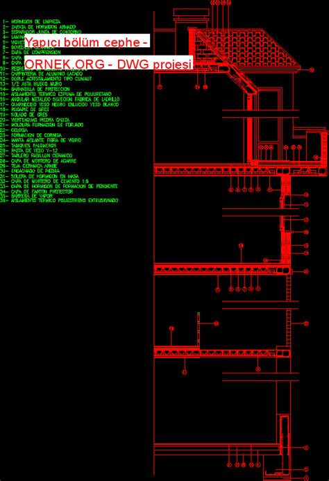 Yapıcı bölüm cephe dwg projesi Autocad Projeler