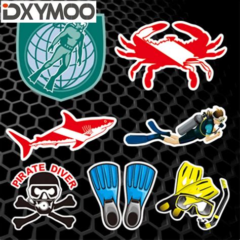 Scuba Dive Car Window Tail Stickers Pirate Diver Crab Shark Diving