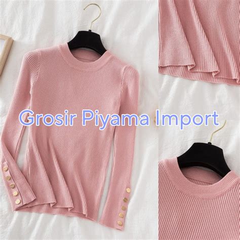 Jual Gloryshop88 Button Knit Baju Rajut Premium Inner Inara Atasan