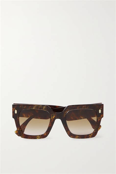 Fendi Square Frame Printed Tortoiseshell Acetate Sunglasses