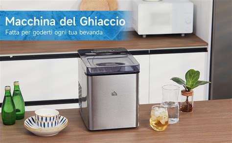 HOMCOM Macchina Per Il Ghiaccio Autopulente Con 2 Dimensioni Di Cubetti