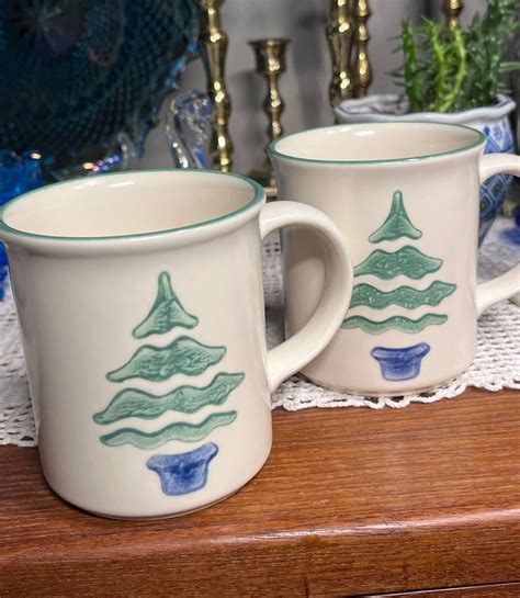 Pfaltzgraff Nordic Christmas Tree Mugs Etsy