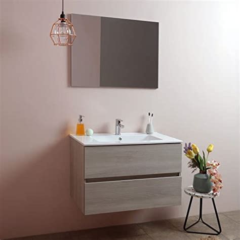 Kiamami Valentina Mobile Bagno 80 CM Con CASSETTI Olmo Leone LAVABO In