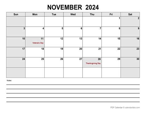 Calendar November 2024 Printable Pdf With Holidays Gert Pepita