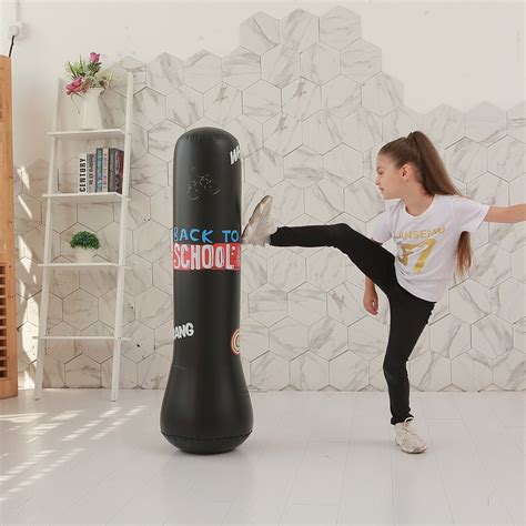 Sporting Goods Boxing Blow Up Black Inflatable Punching Bags With Foot