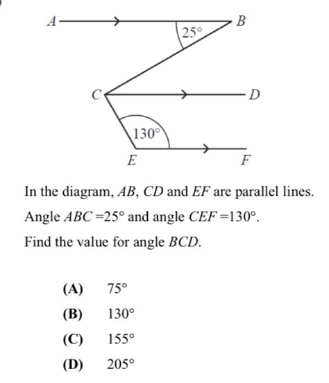 Solved In The Diagram Ab Cd And Ef Are Parallel Lines Angle Abc