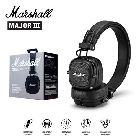 Marshall Major Iii Bluetooth Headphone Wireless Soft Cushions Stereo Noise Cancelling Hifi