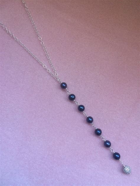 Freshwater Pearl And Sterling Silver Long Drop Necklace Etsy