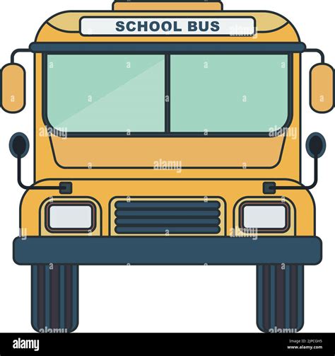 Yellow School Bus Front View Transporting Schoolchildren Stock Vector