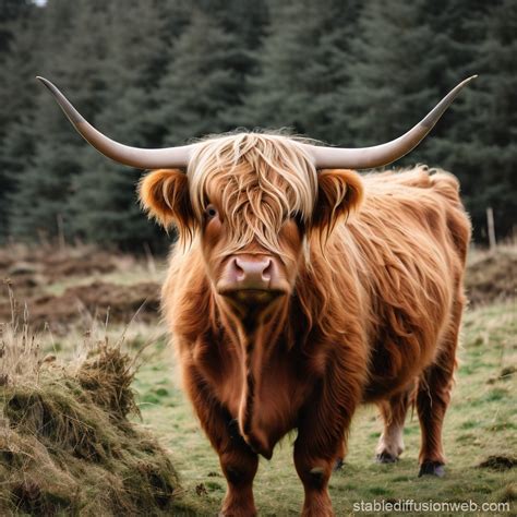 Highland Cow Landscape Stable Diffusion Online