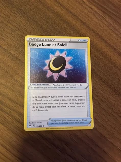 CARTE POKÉMON BADGE lune et soleil évolution céleste 151 203 neuve EUR