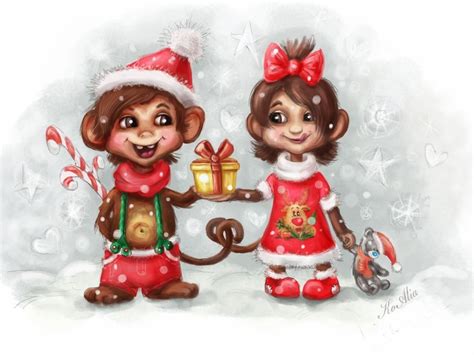 Иллюстрация обезьянки в стиле детский | Illustrators.ru
