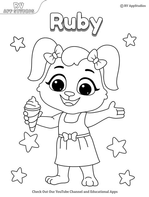 Cute Ruby Coloring Page to Download and Color.