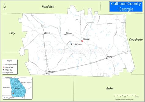 Map Of Calhoun County Georgia Where Is Located Cities Population