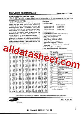 KMM366S1623AT G2 Datasheet PDF Samsung Semiconductor