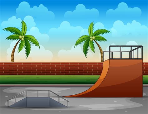 Cartoon of skatepark with brick wall 5557611 Vector Art at Vecteezy