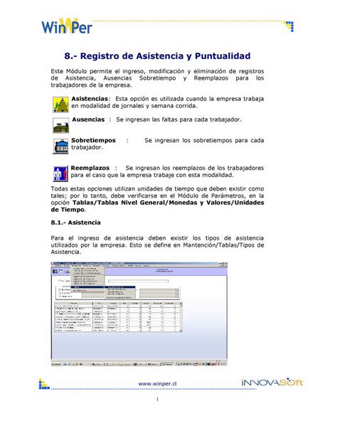 PDF 8 Registro De Asistencia Y Puntualidad WinPer 8