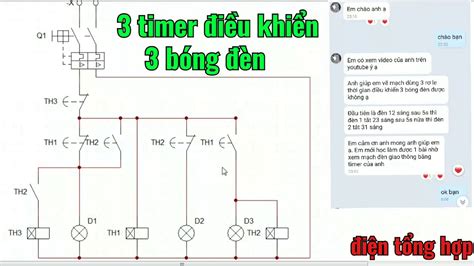 điệntổnghợp rơlethờigian timer mạch điều khiển 3 bóng đèn sáng tắt