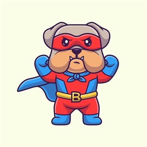 Premium Vector Cute Bulldog Super Hero Cartoon Vector Icon