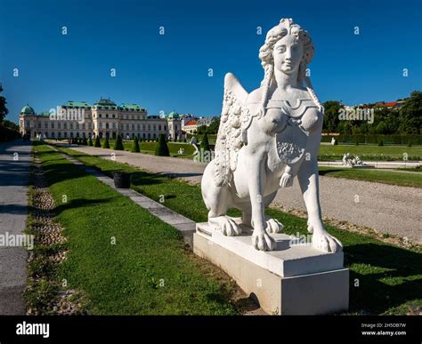 Statue Of A Guarding Sphinx In Belvedere Garden Vienna Austria On A