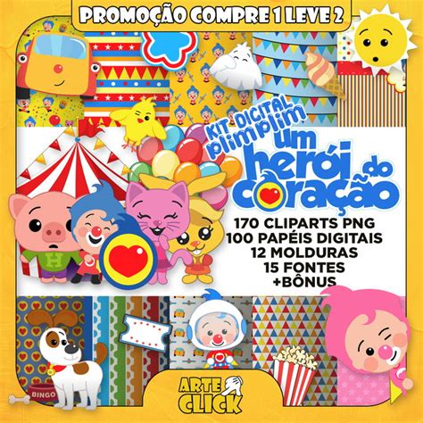 Kit Digital Palhaço Plim Plim Um Herói do Coração Elo7