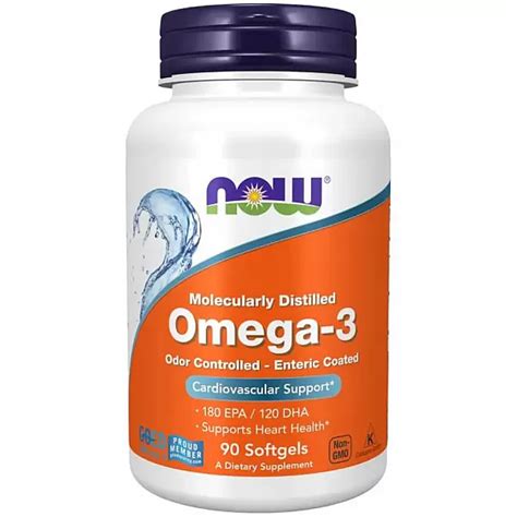 Омега 3 підтримка серця Omega 3 180 EPA 120 DHA 200 капсул NOW Foods