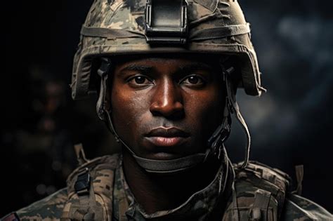 Premium Photo Soldier Portrait Face Black African Man Wearing