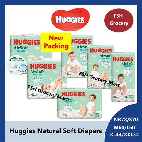 Huggies Airsoft Tape Diapers Super Jumbo Pack Nb S M L Xl