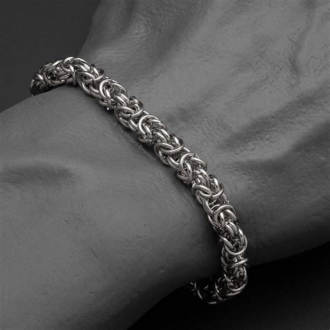 6mm Byzantine King Chain Bracelet Stainless Steel Mens And Womens