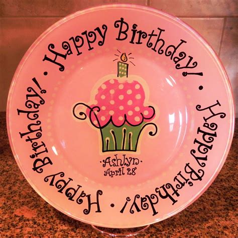 Birthday Cake Plate Personalized Happy Birthday Plate Hand