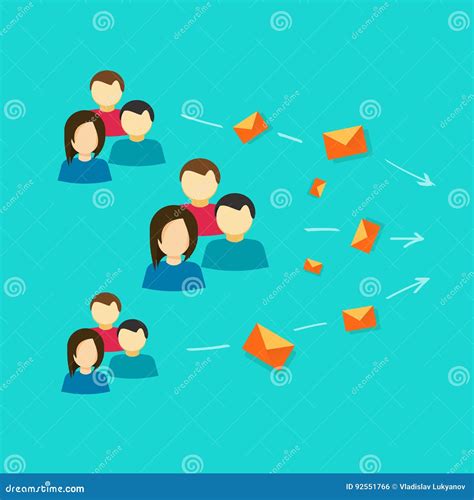 Lots Of People Or Customers Contacting Via Email Messages Vector Flat