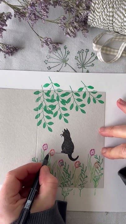 Handmade Cat Card With Rubber Stamps Whimsical Design 🐱🌸 By The English Stamp Company Youtube