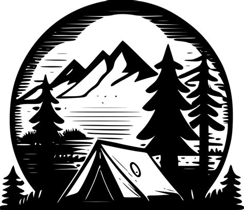 Camping, Black and White Vector illustration 23588875 Vector Art at Vecteezy