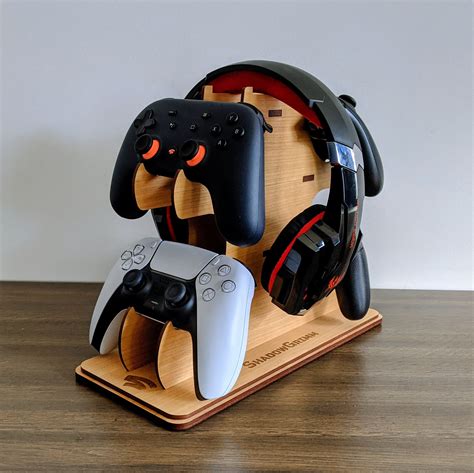 Wooden Quad Controller Headphones Stand Customizable Laser Etsy