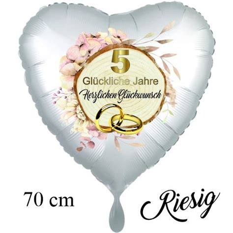 Zur H Lzernen Hochzeit Herzlichen Gl Ckw Nsch Herzballon Cm