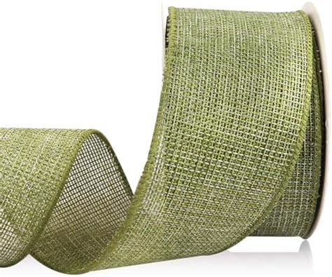 Amazon Blinket Natural Burlap Sage Green Wired Ribbon For