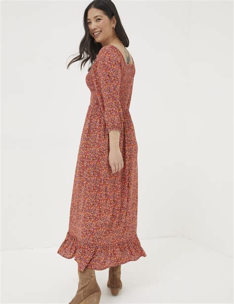 Ditsy Floral Shirred Midi Waisted Dress Fatface Mands