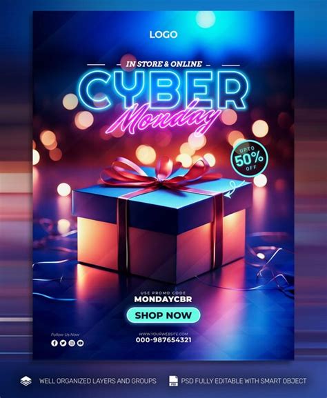 Psd Gratis Cyber Monday P Ster Y Folleto Promocional Tamplates De Redes