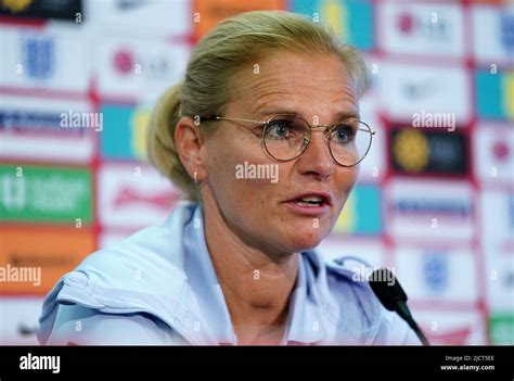 England manager Sarina Wiegman during a press conference at St. George ...